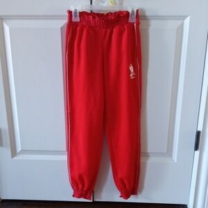 Kids Red Sweatpants with Embroidered Logo